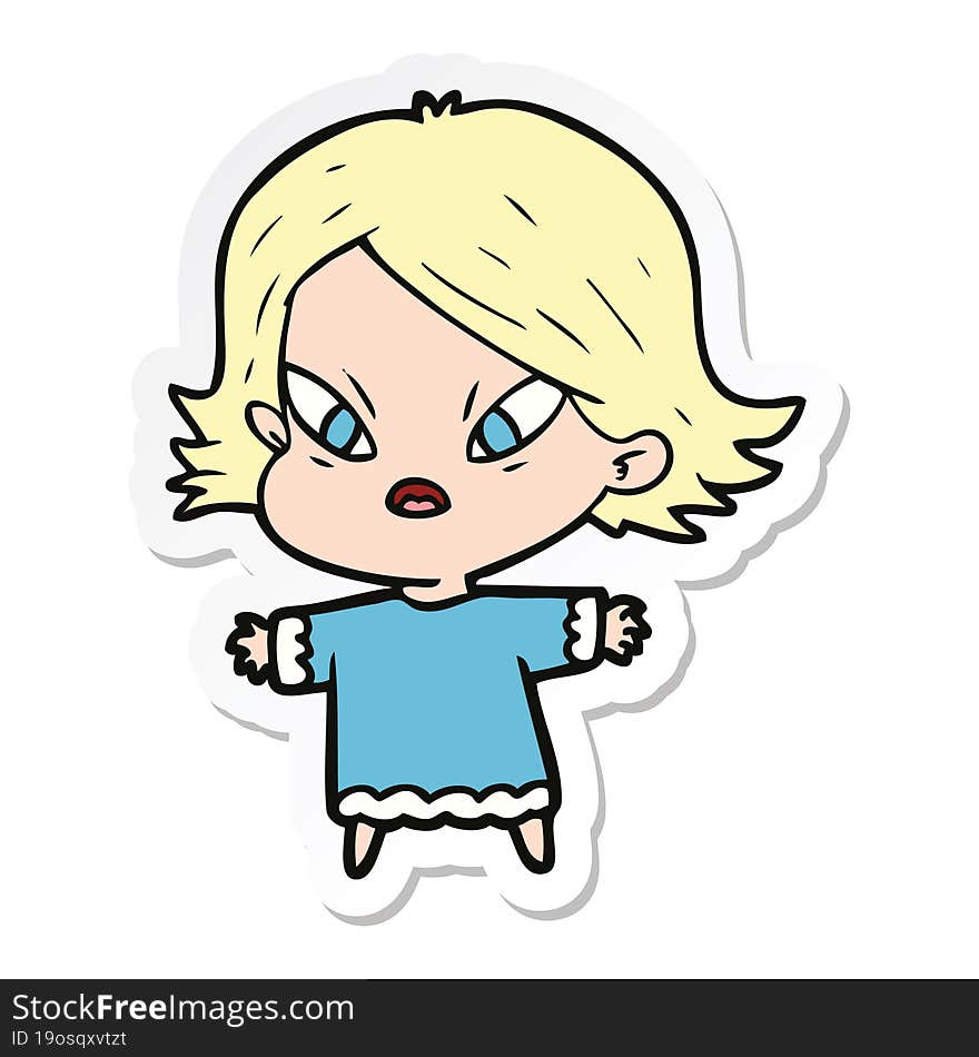 Sticker Of A Cartoon Stressed Woman