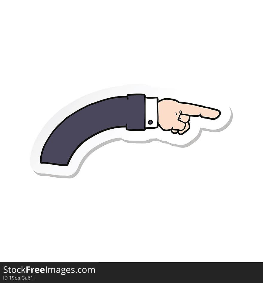 sticker of a cartoon business arm pointing