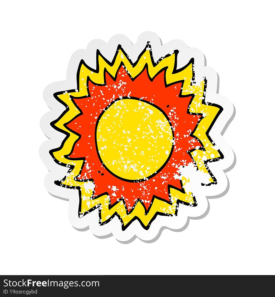 distressed sticker of a cartoon sun