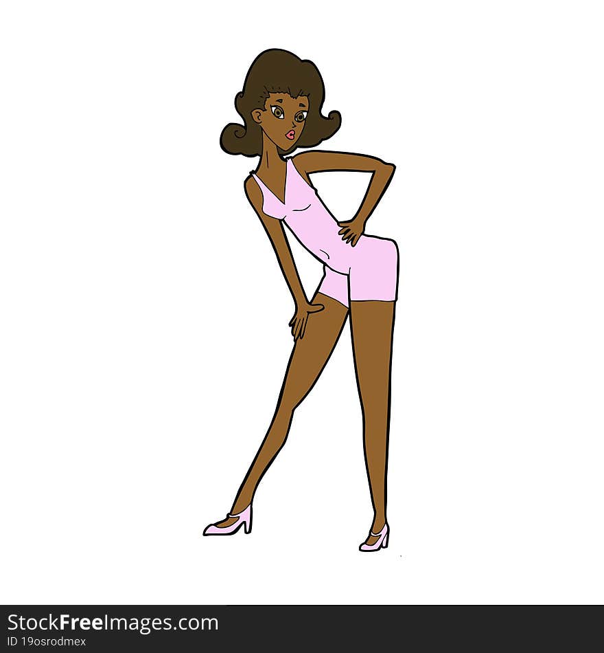 cartoon model woman posing