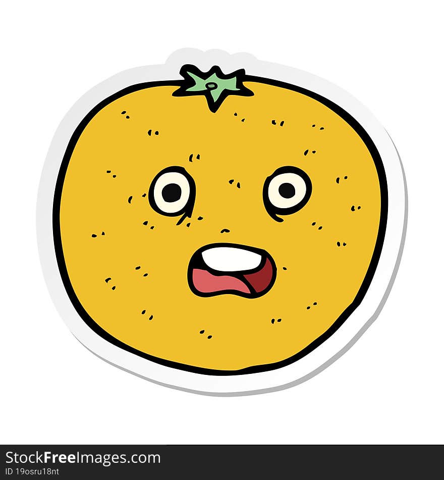 Sticker Of A Cartoon Orange