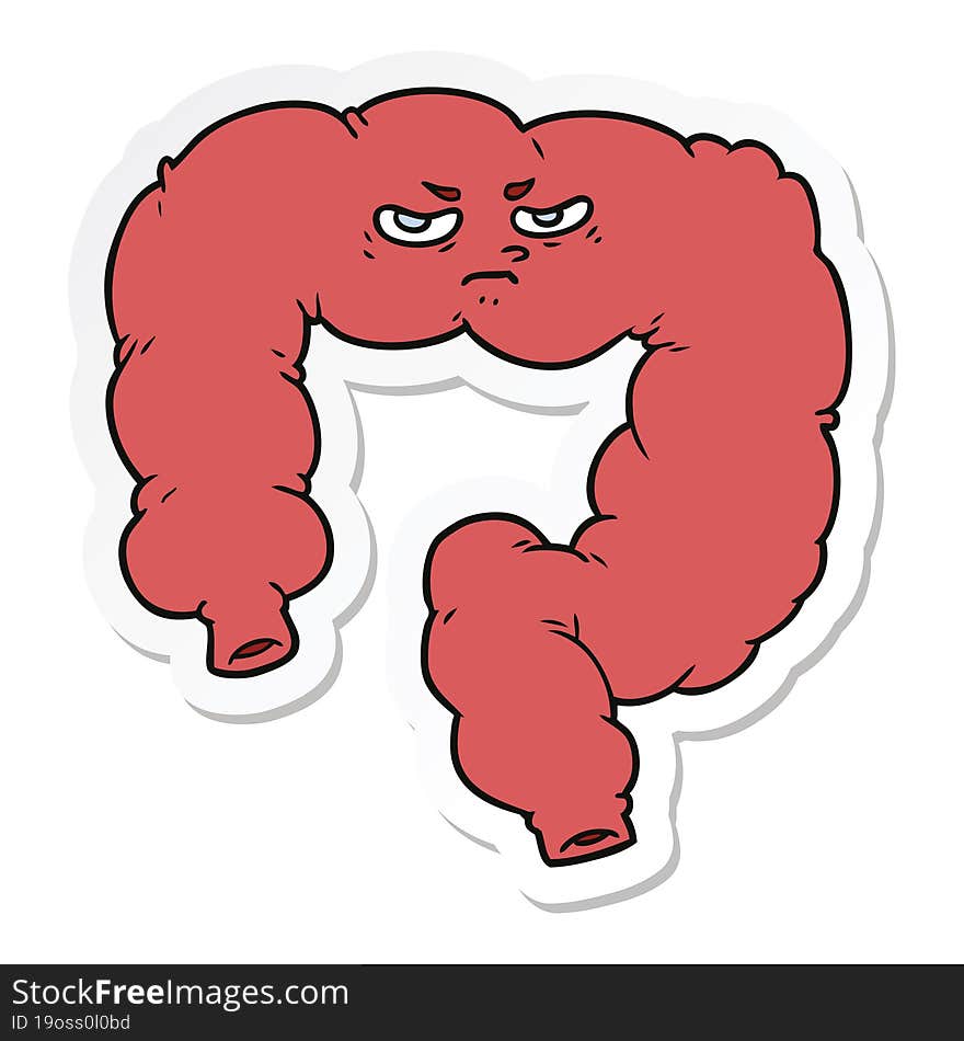 sticker of a cartoon angry colon