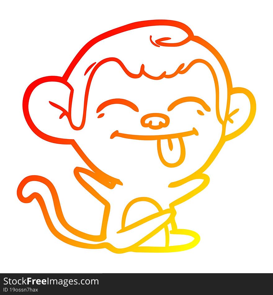 warm gradient line drawing funny cartoon monkey