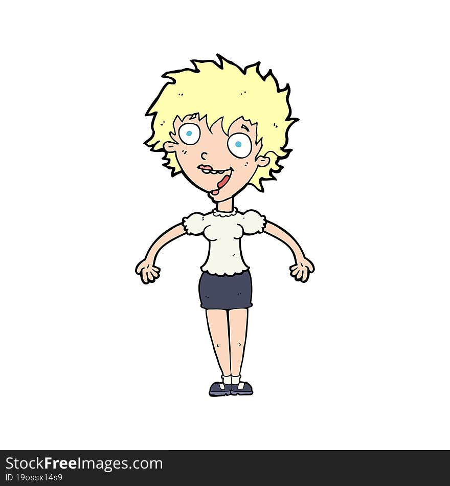 cartoon excited woman