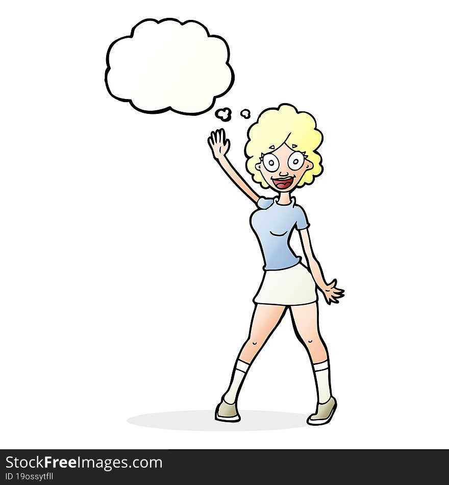 Cartoon Woman Dancing With Thought Bubble