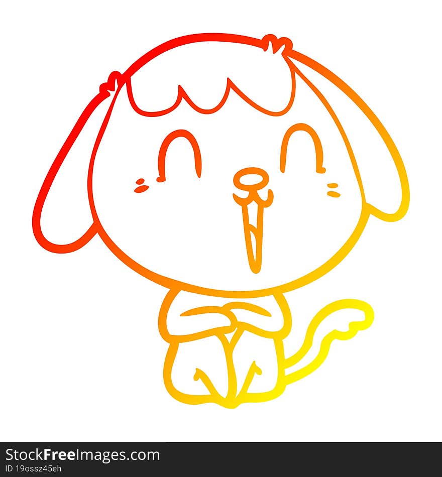 Warm Gradient Line Drawing Cute Cartoon Dog