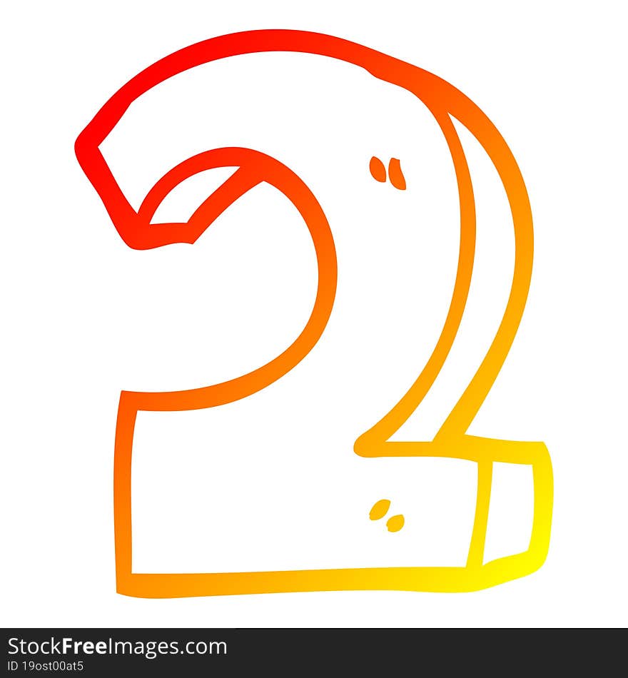 warm gradient line drawing of a cartoon number two