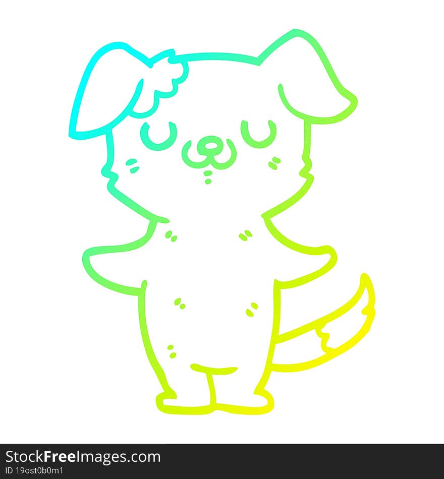 Cold Gradient Line Drawing Cartoon Puppy