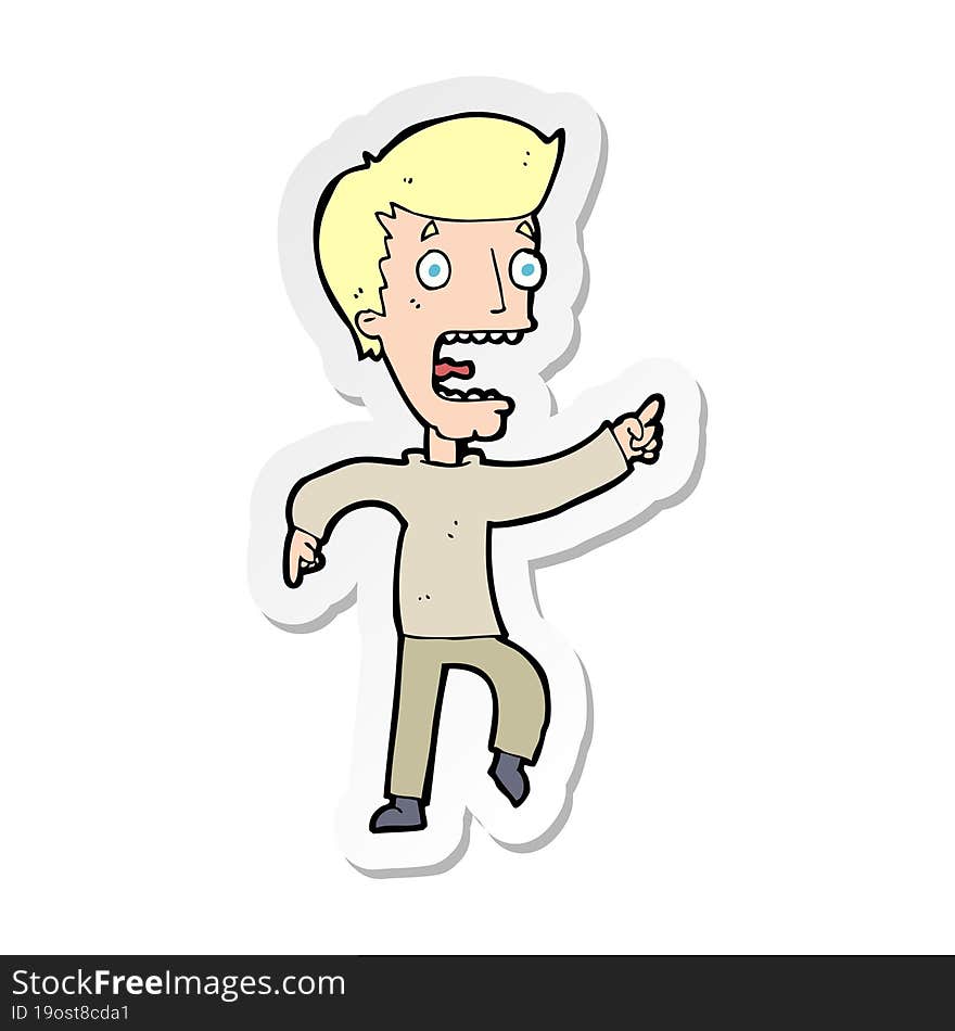 Sticker Of A Cartoon Terrified Man