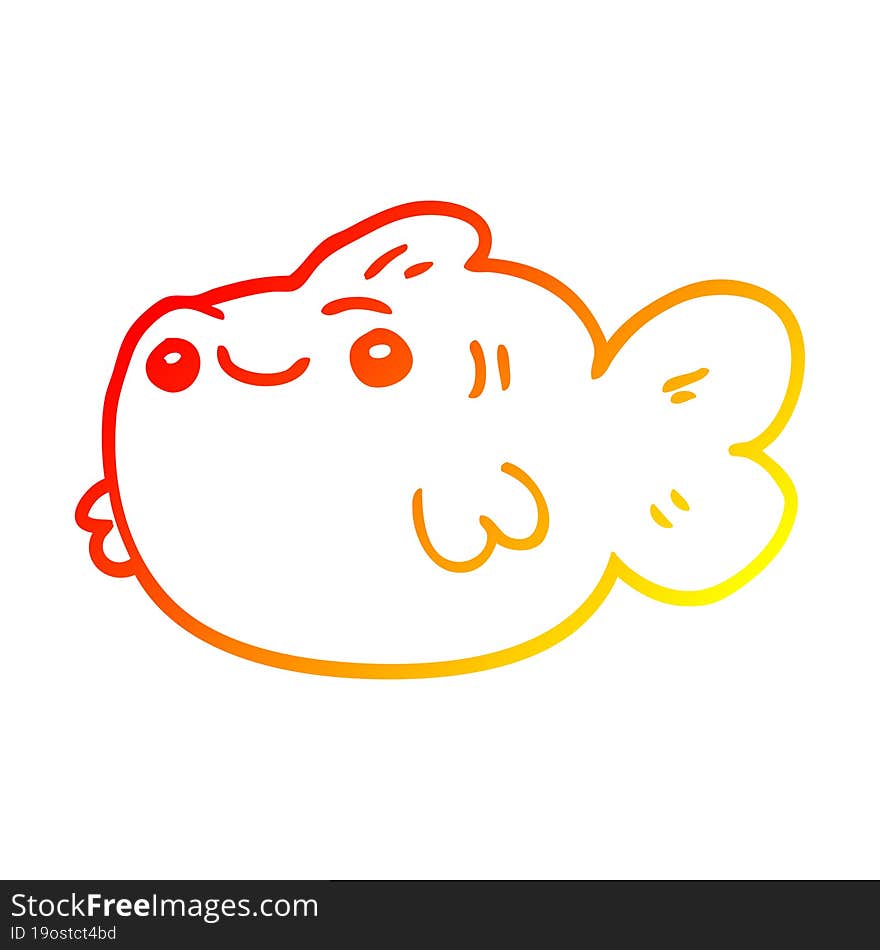 Warm Gradient Line Drawing Cartoon Fish