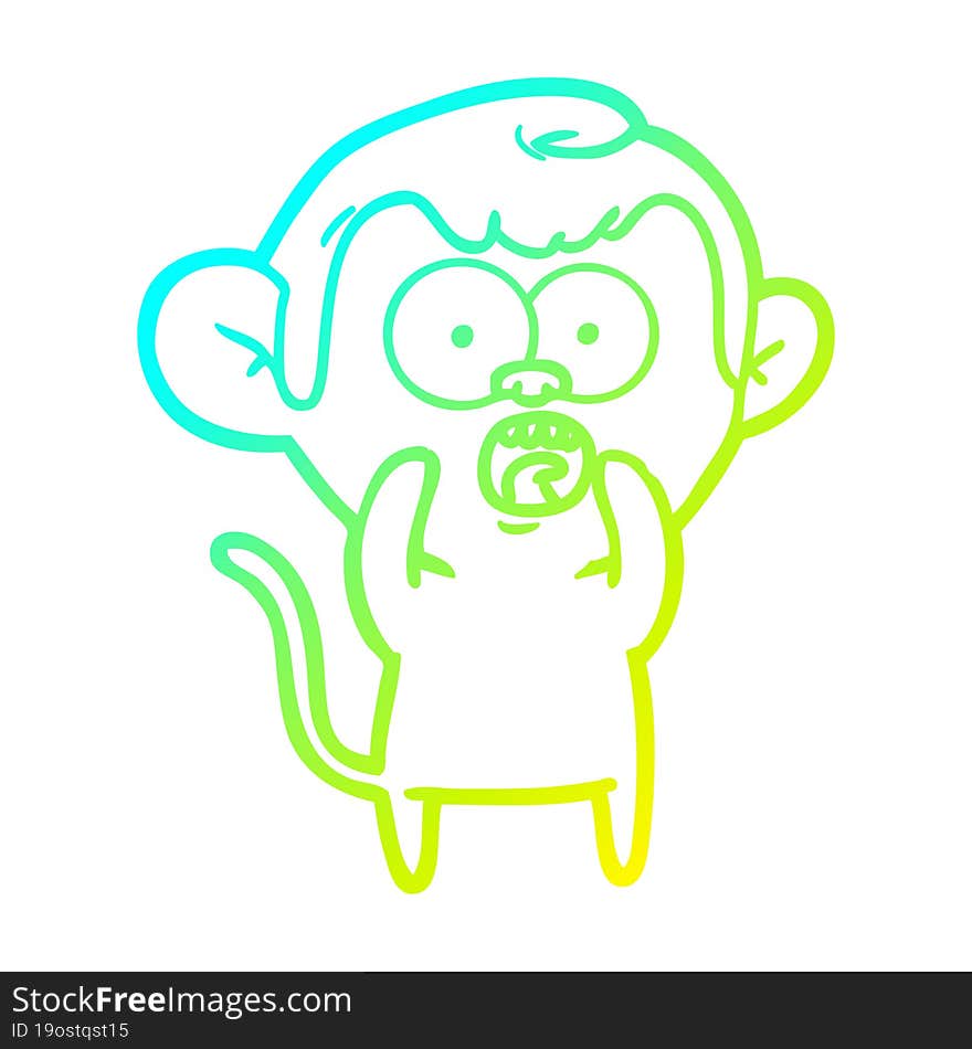 cold gradient line drawing cartoon shocked monkey