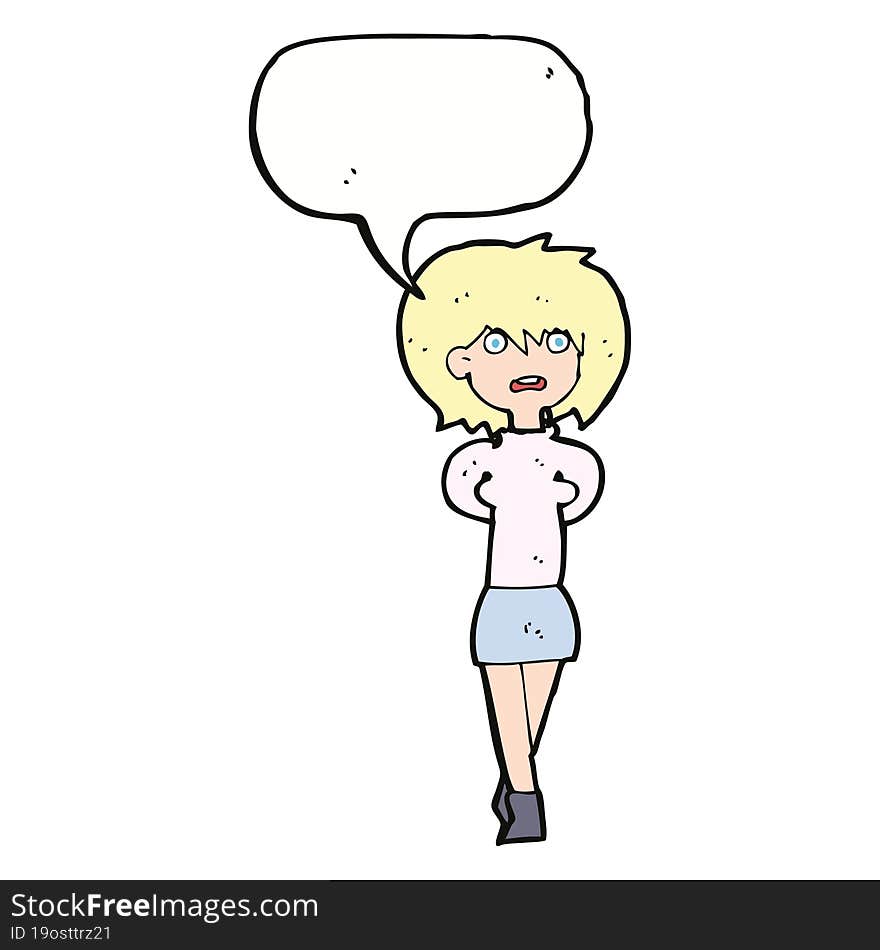 cartoon shocked woman with speech bubble