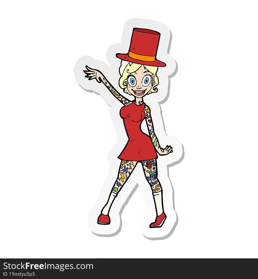 sticker of a cartoon woman with tattoos