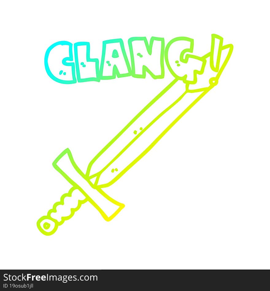 cold gradient line drawing cartoon clanging sword