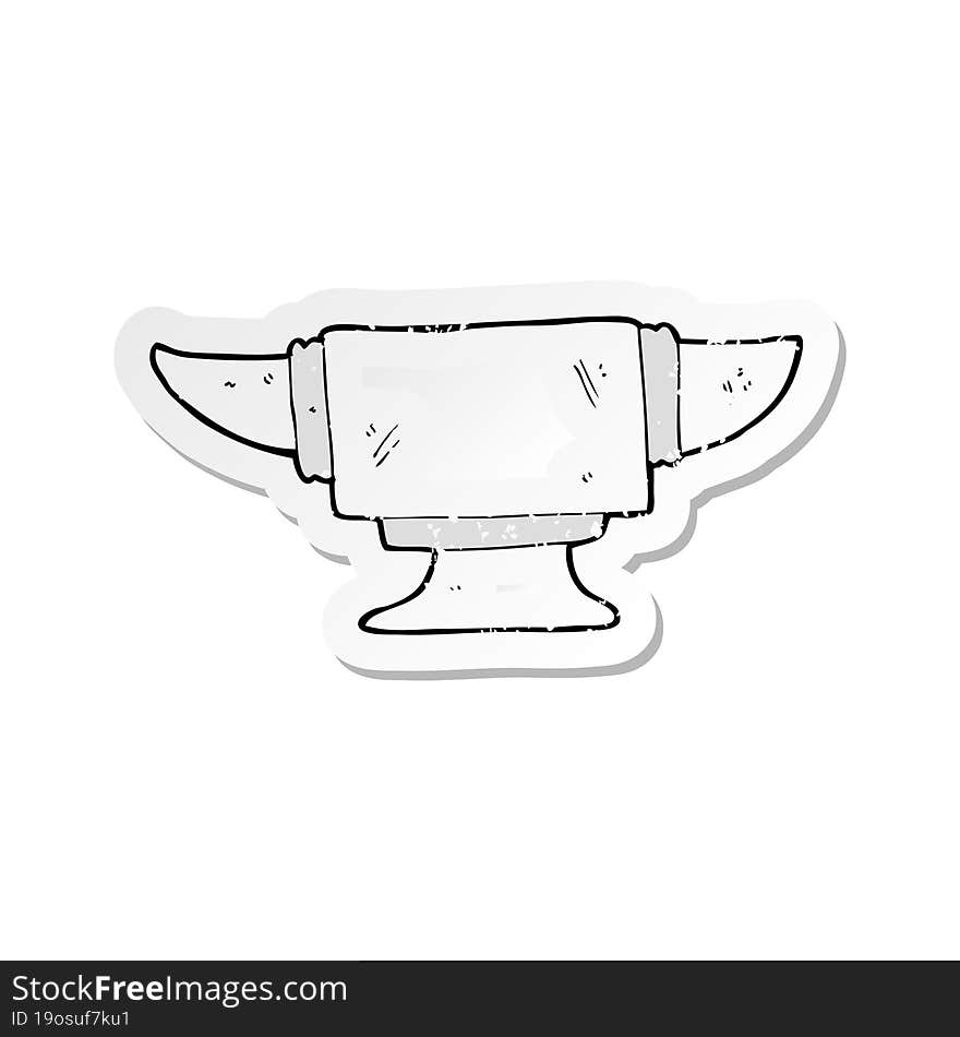 Retro Distressed Sticker Of A Cartoon Blacksmith Anvil