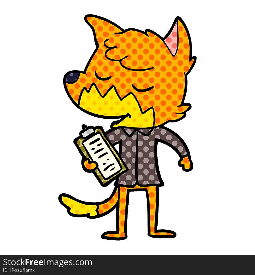 friendly cartoon fox manager. friendly cartoon fox manager