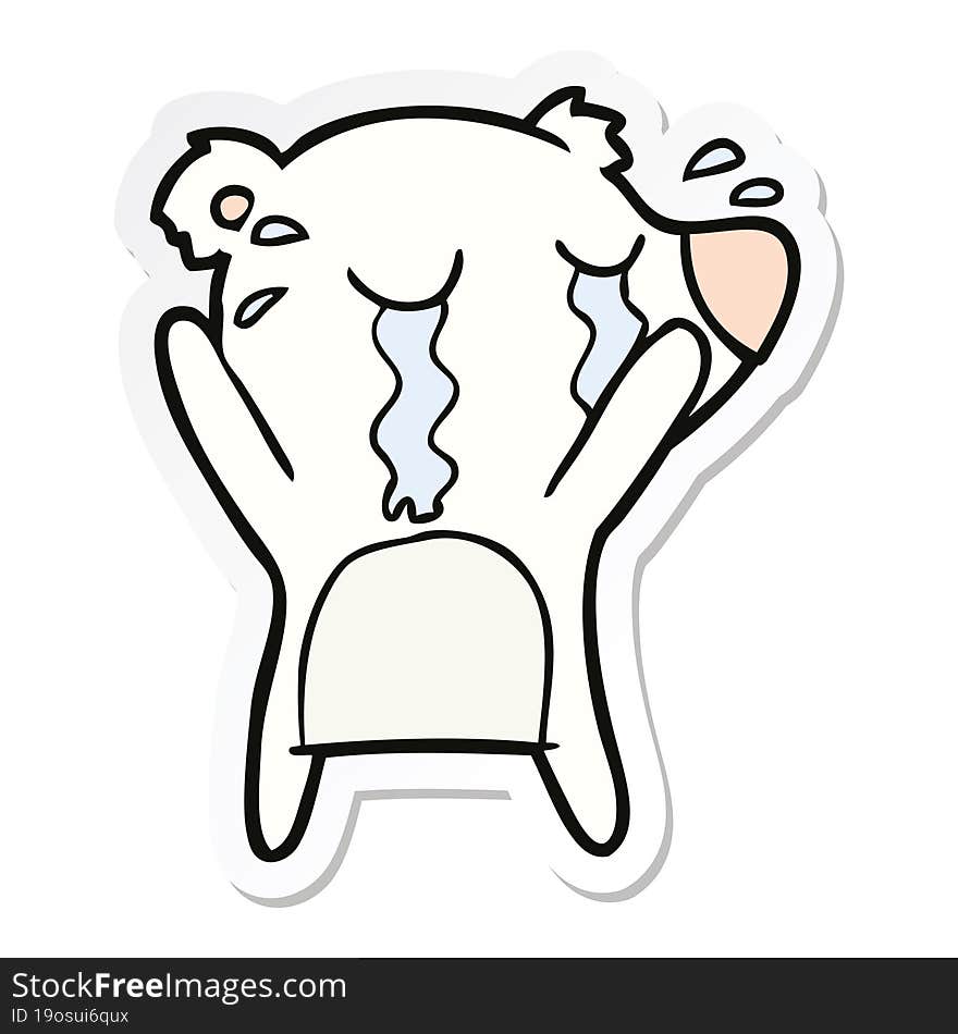 Sticker Of A Cartoon Crying Polar Bear