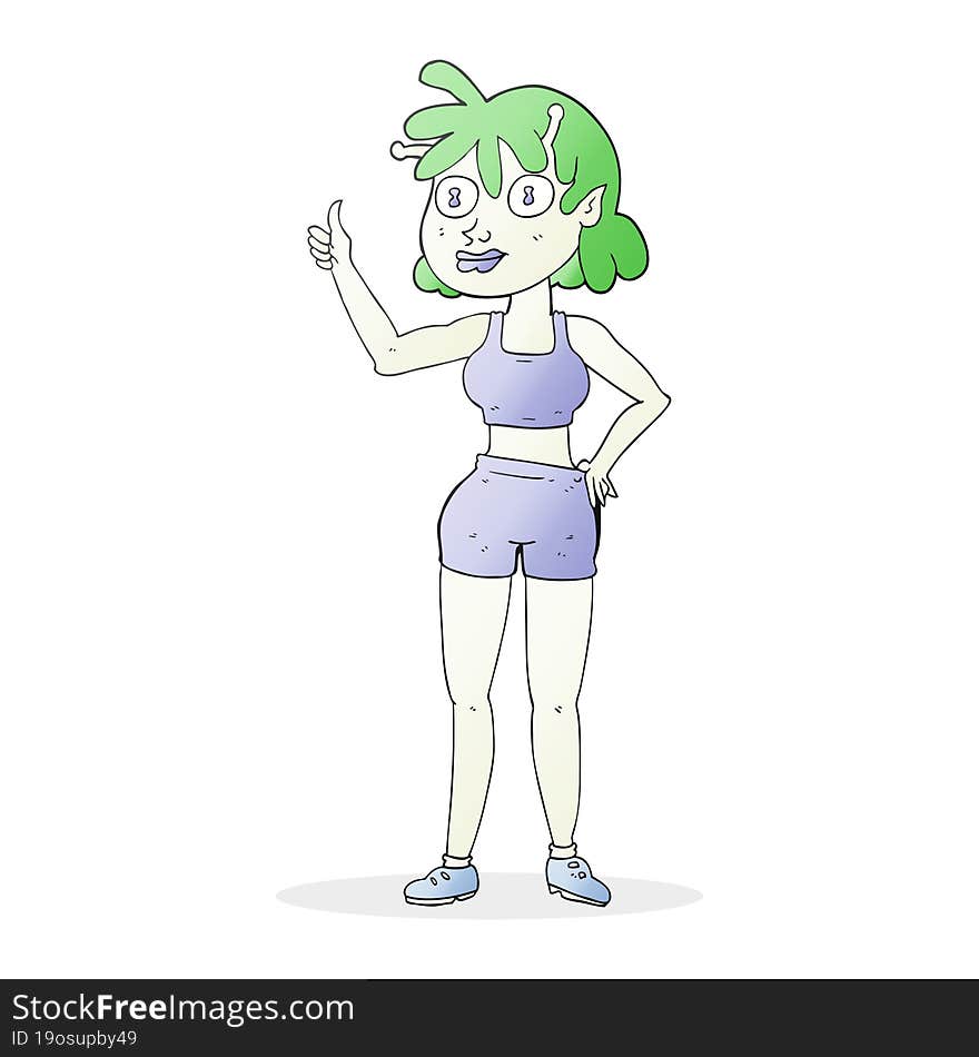 cartoon alien gym girl