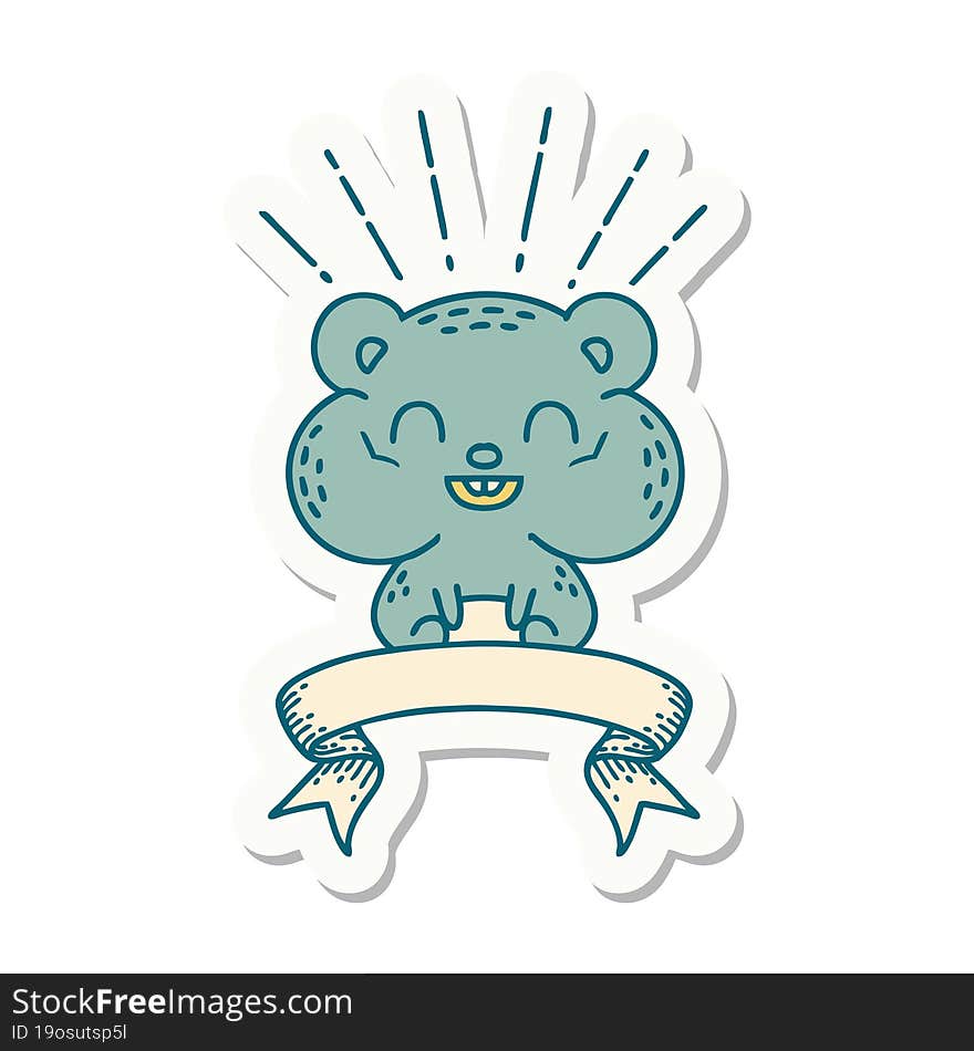 Sticker Of Tattoo Style Happy Hamster