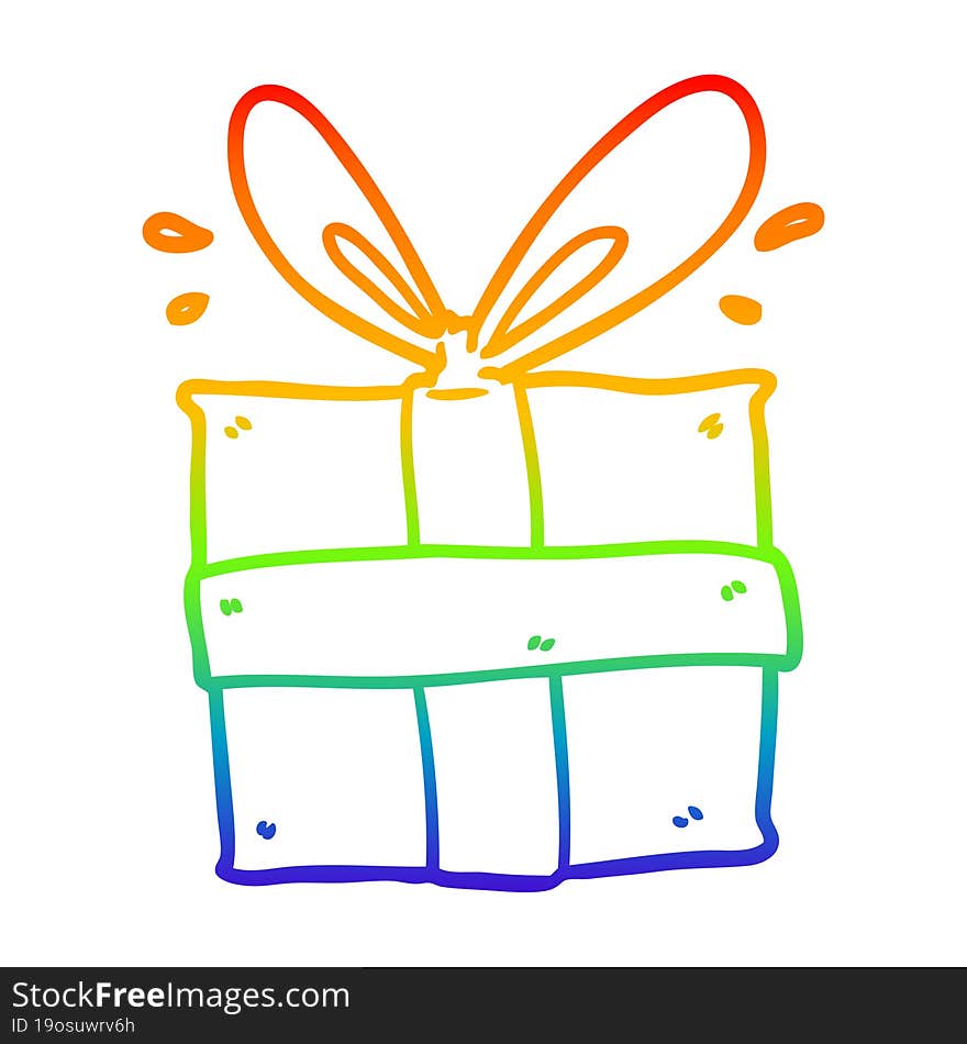 rainbow gradient line drawing wrapped gift