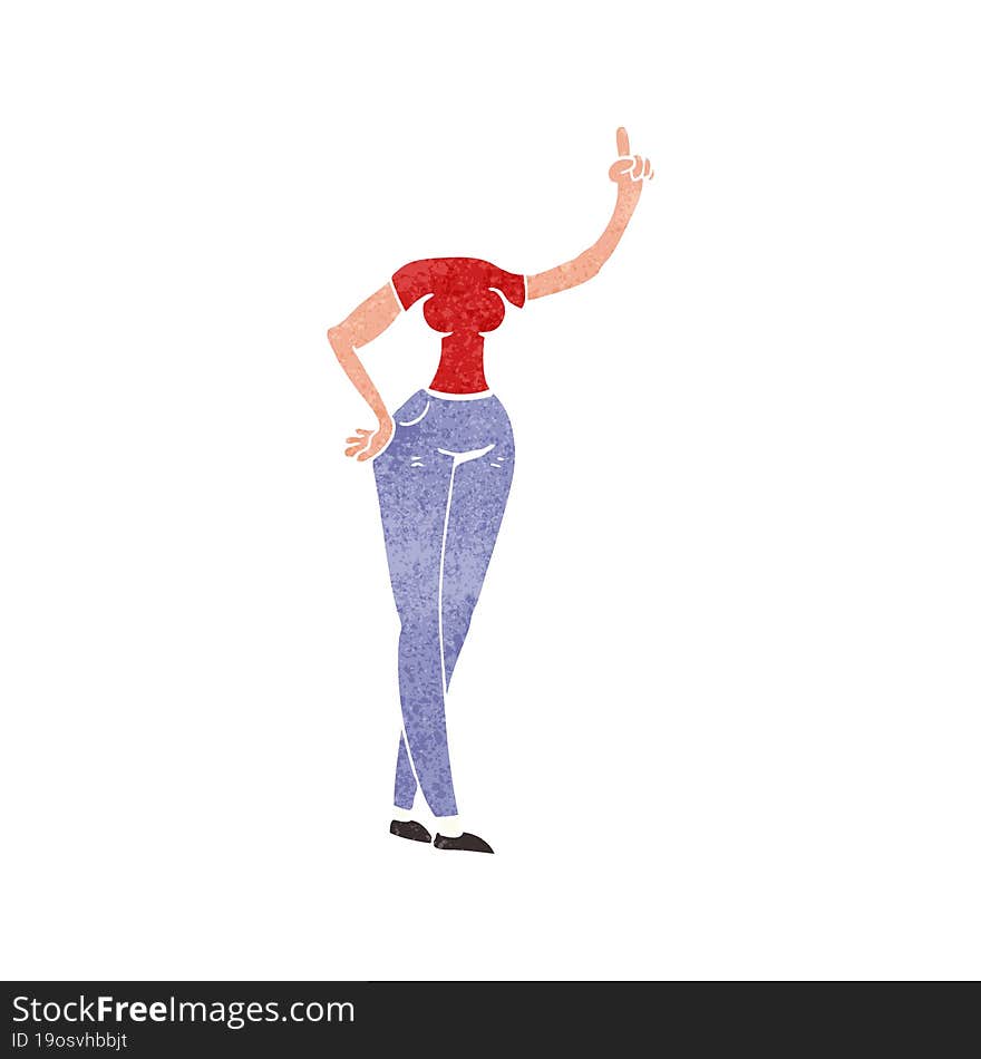 retro cartoon female body with raised hand