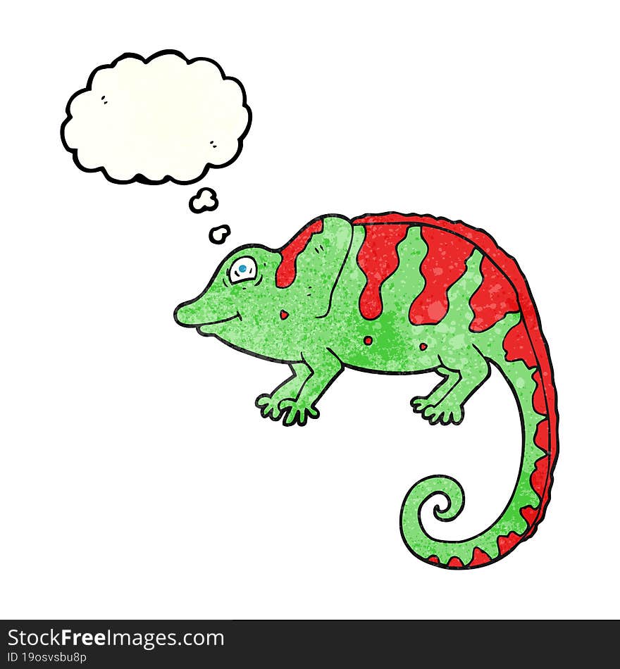 thought bubble textured cartoon chameleon