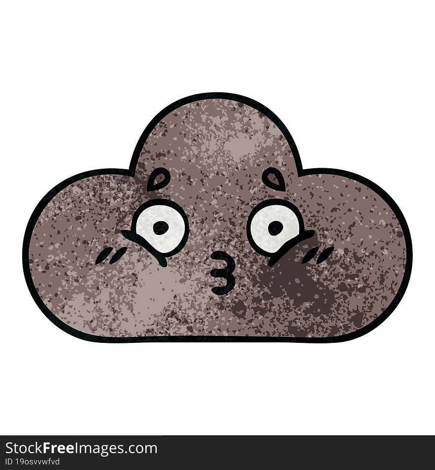 retro grunge texture cartoon of a storm cloud