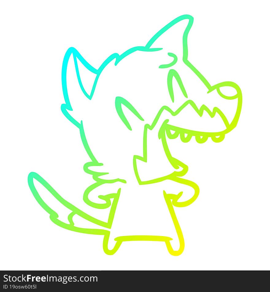 cold gradient line drawing laughing fox cartoon