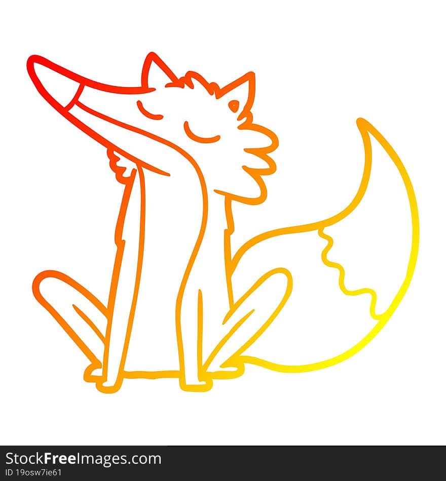 warm gradient line drawing cartoon wolf