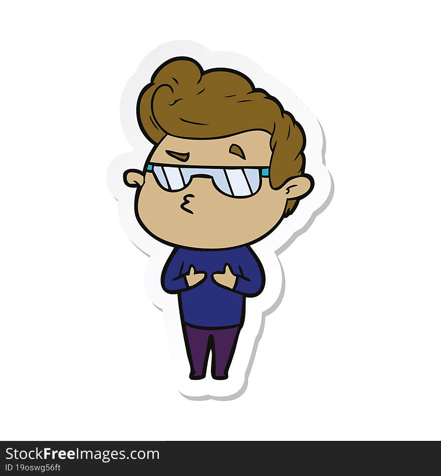 sticker of a cartoon cool guy