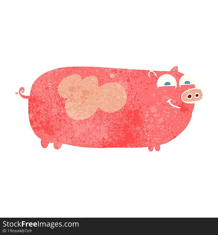 freehand retro cartoon pig