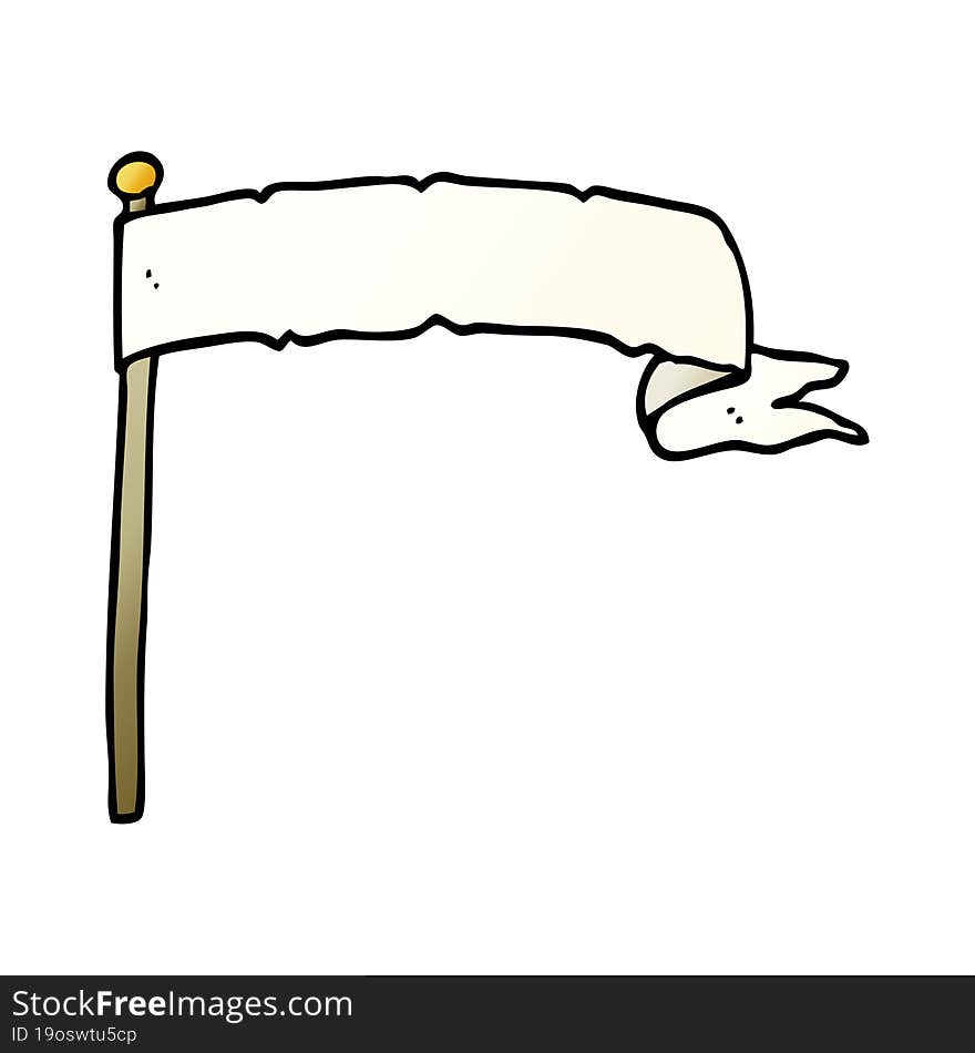 cartoon doodle waving white banner flag