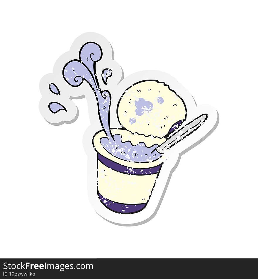 retro distressed sticker of a carton yogurt