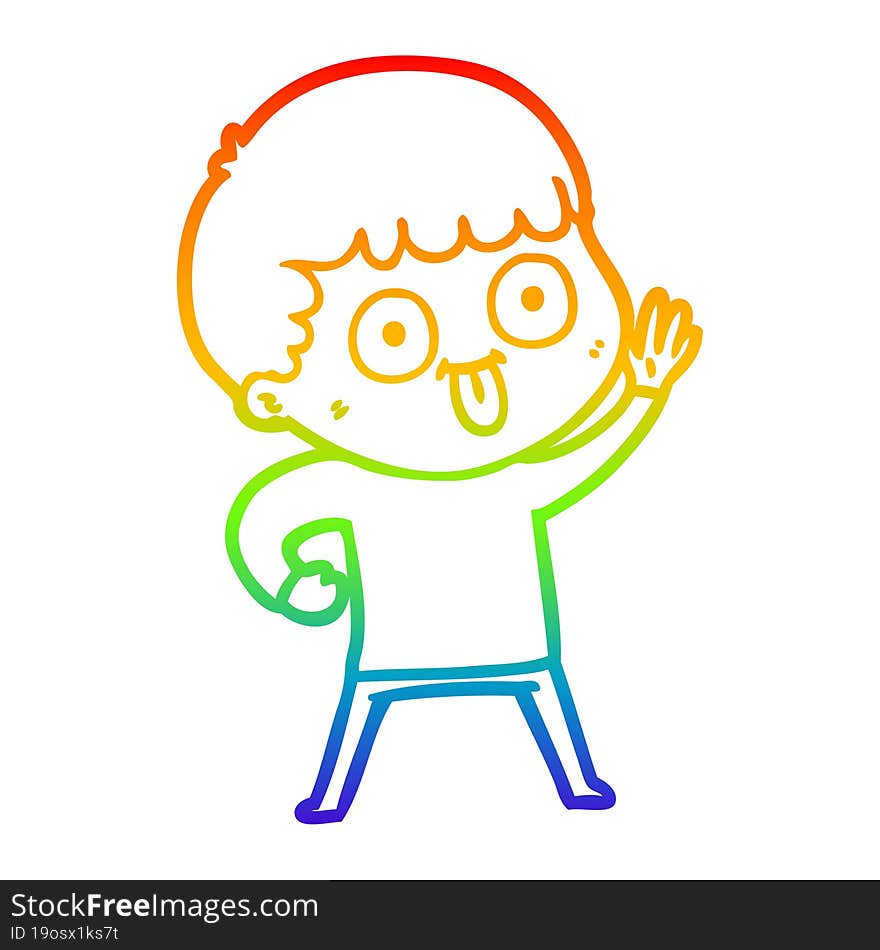 Rainbow Gradient Line Drawing Cartoon Man Staring