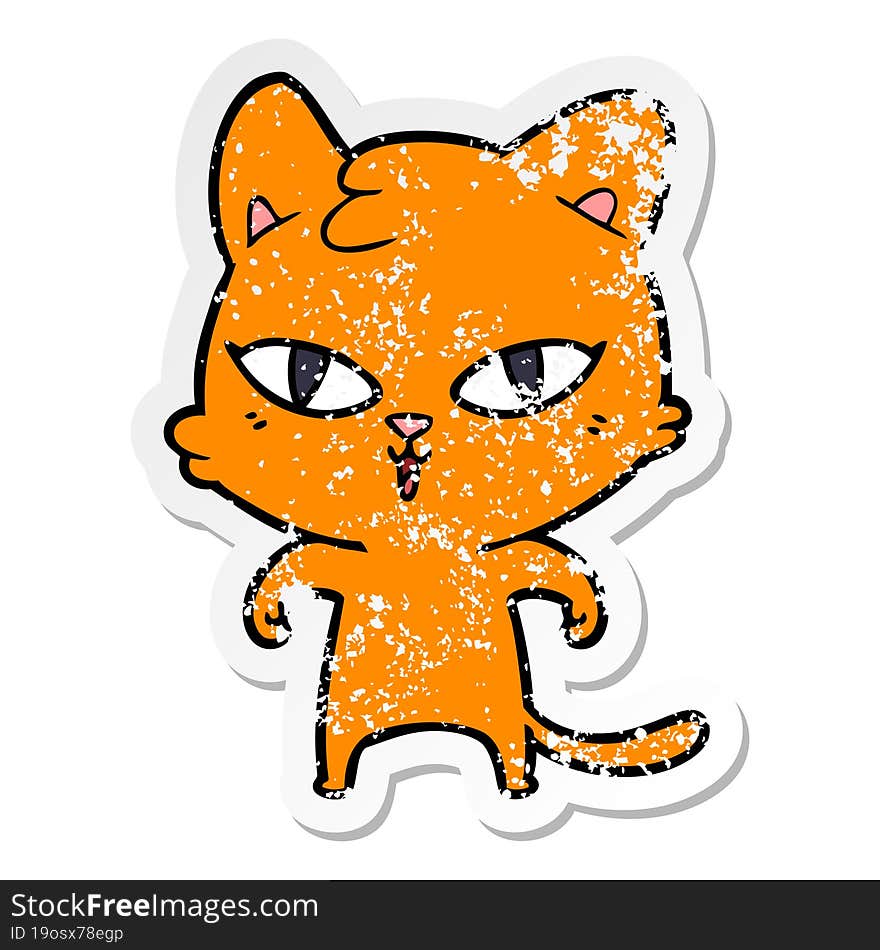 Distressed Sticker Of A Cartoon Cat