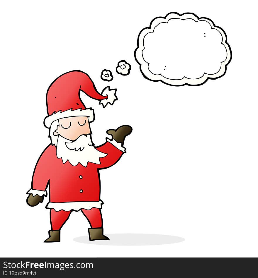 Cartoon Santa Claus With Thought Bubble