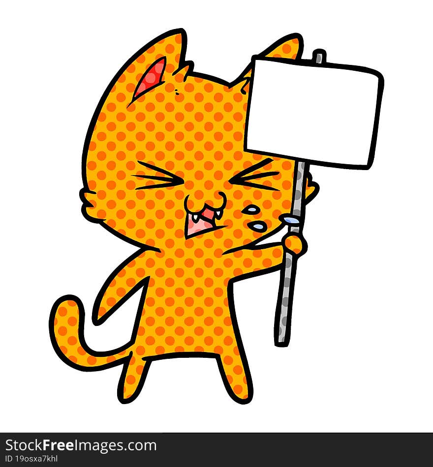 cartoon cat protesting. cartoon cat protesting