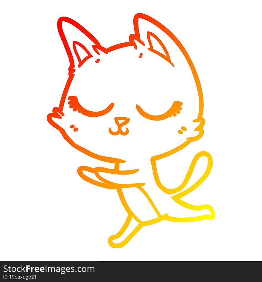 warm gradient line drawing calm cartoon cat