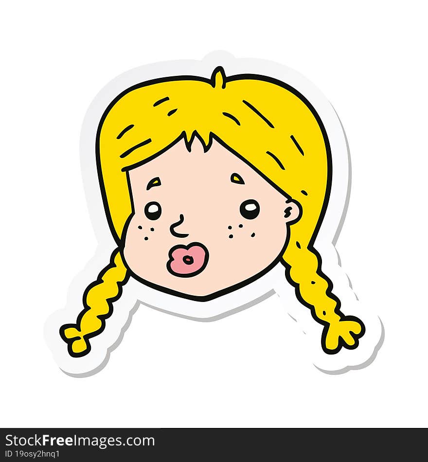 Sticker Of A Cartoon Girls Face