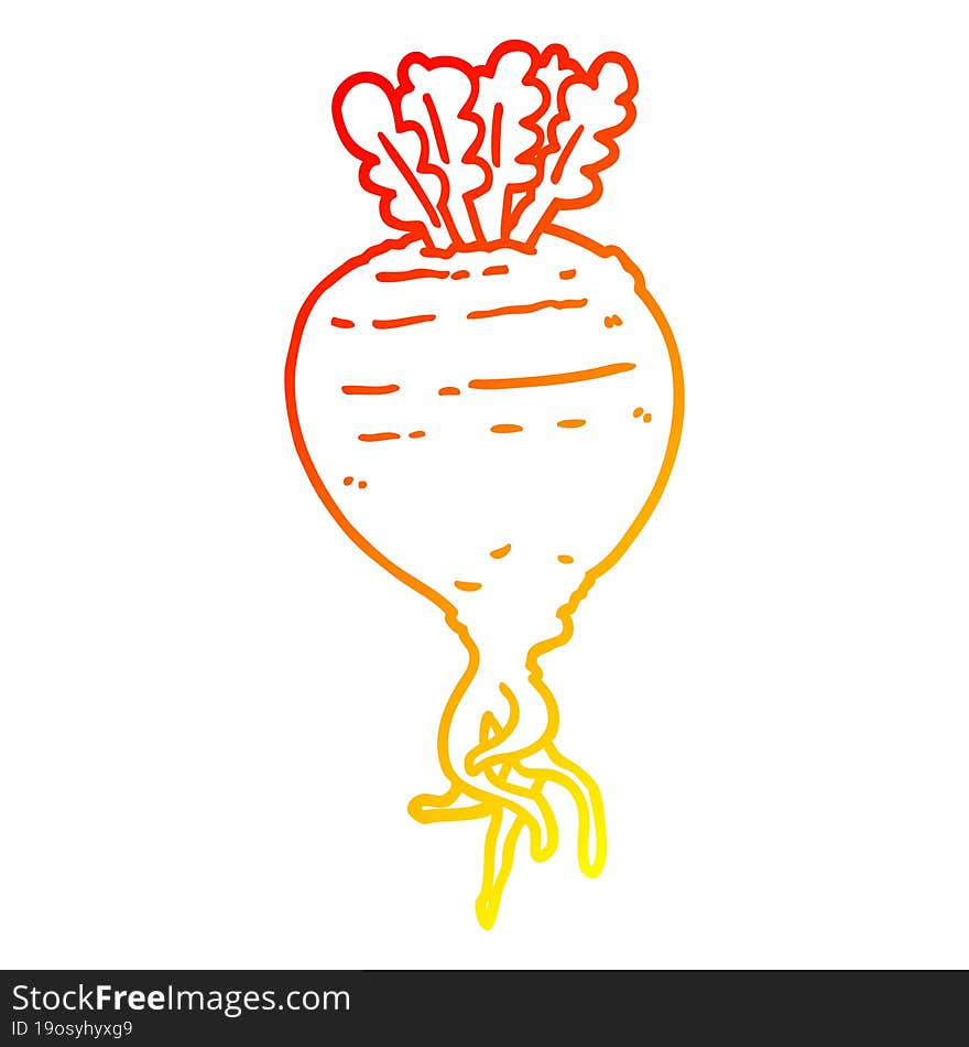 warm gradient line drawing of a cartoon root vegetable