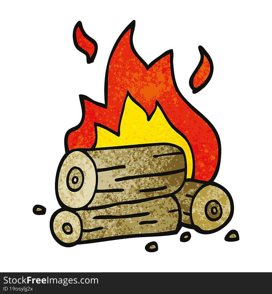 cartoon doodle burning logs