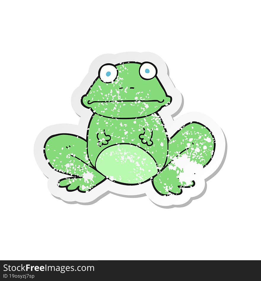 retro distressed sticker of a cartoon frog