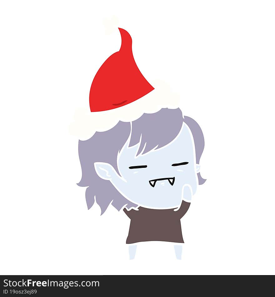 Flat Color Illustration Of A Undead Vampire Girl Wearing Santa Hat