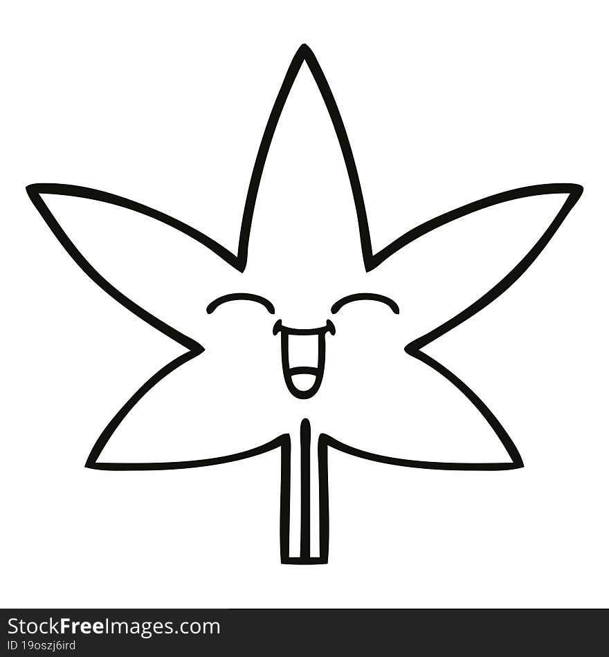 line drawing cartoon marijuana leaf