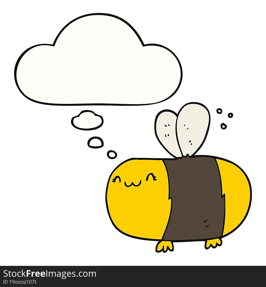 cute cartoon bee with thought bubble. cute cartoon bee with thought bubble