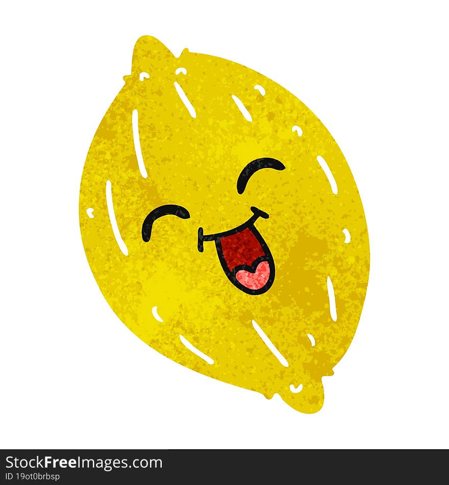 retro cartoon of a happy lemon