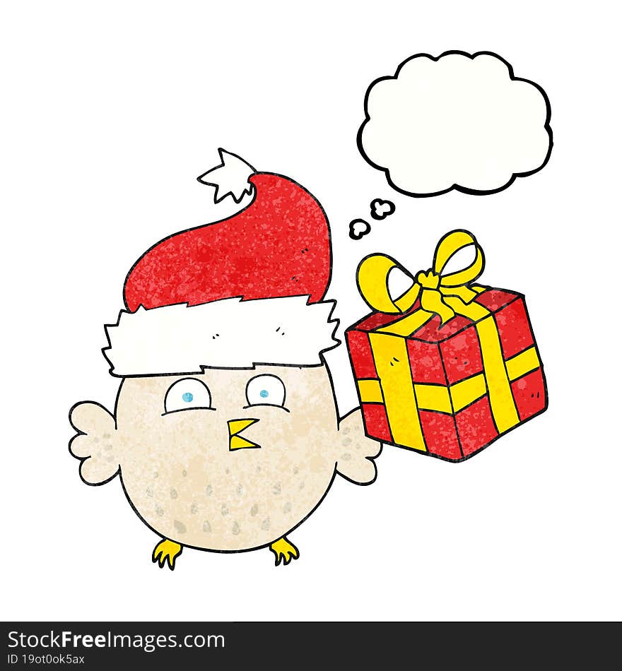 thought bubble textured cartoon  christmas owl