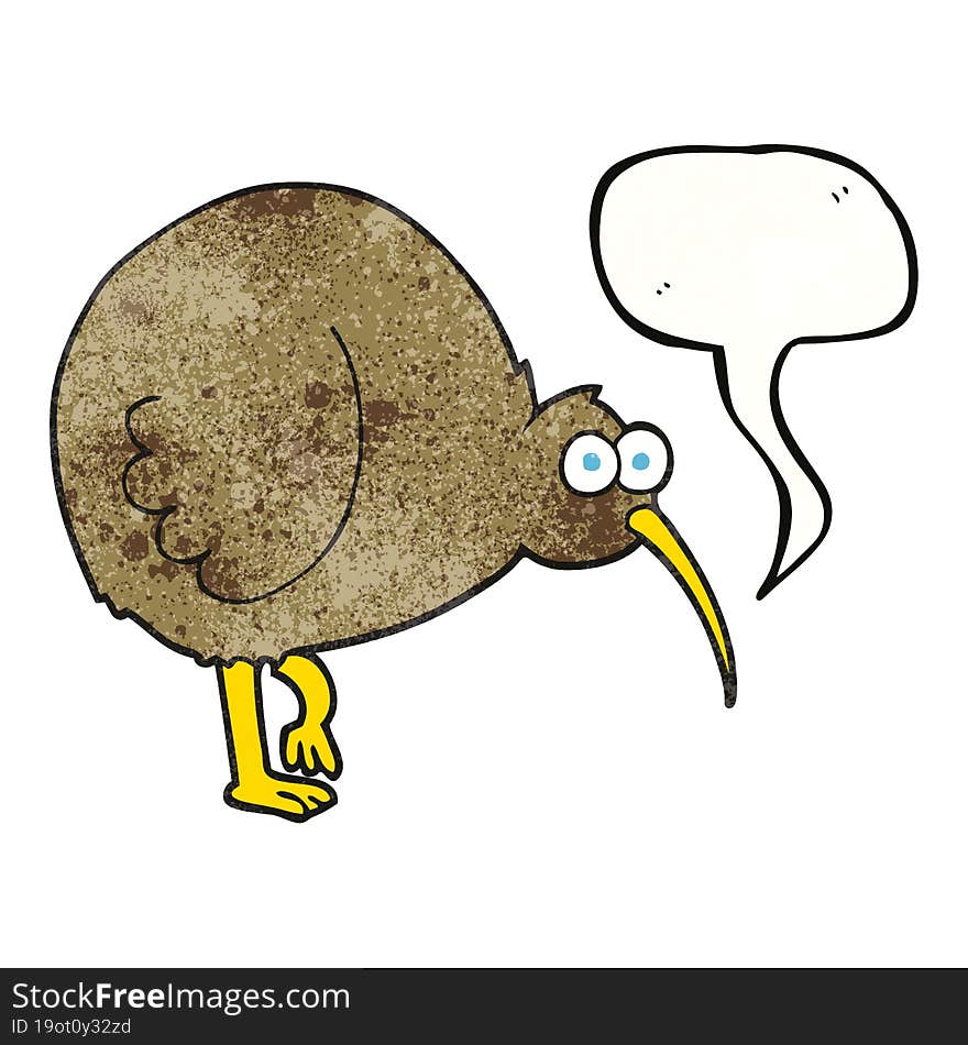 speech bubble textured cartoon kiwi bird