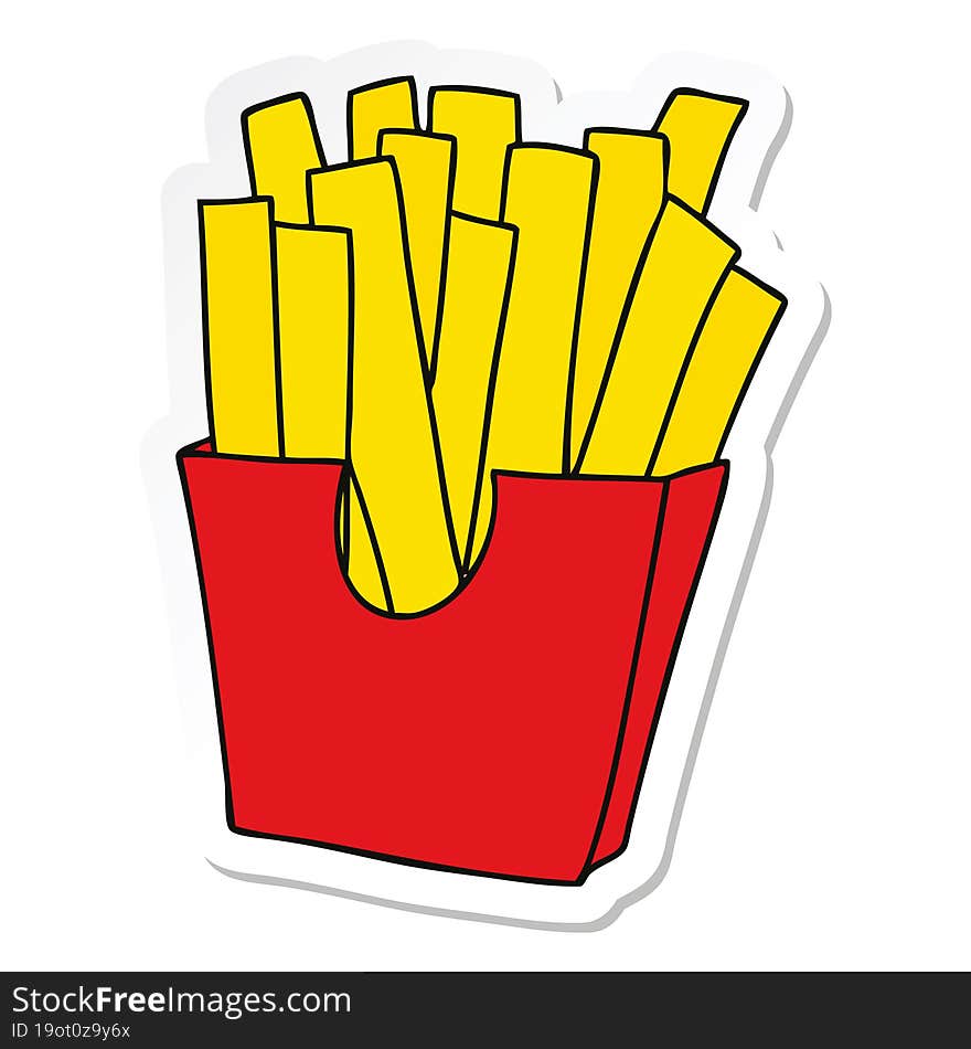 sticker of a quirky hand drawn cartoon french fries