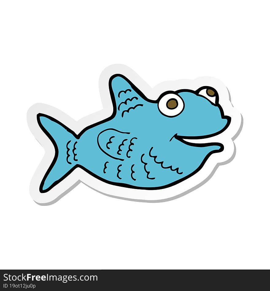 sticker of a cartoon happy fish